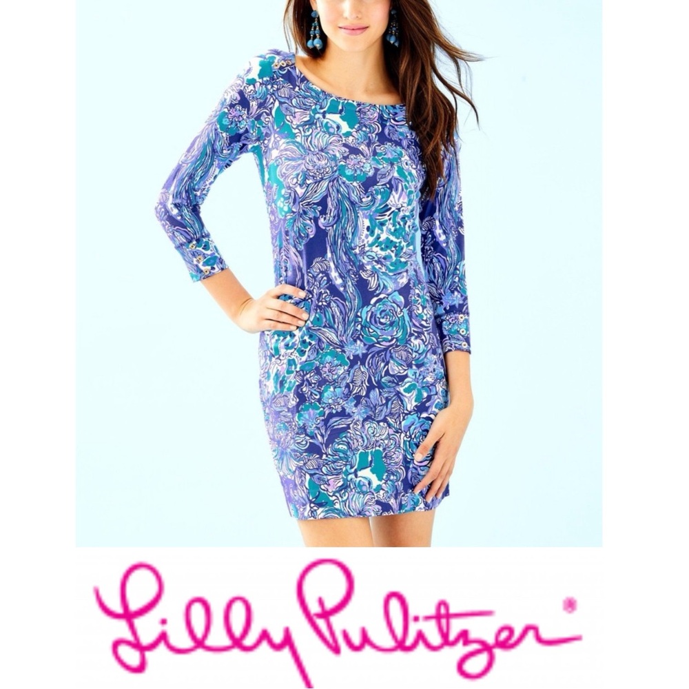 Lilly Pulitzer Dress Sophie UPF 50 Preppy Coastal Beach Vaca Cat Call‎ Lion XS